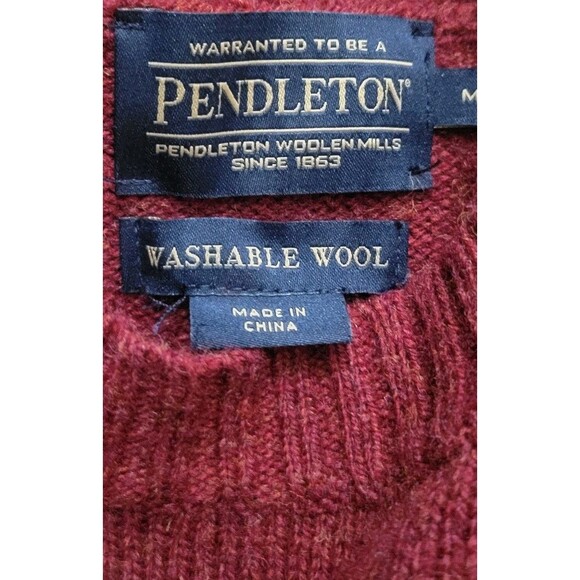 Pendleton Washable Wool Sweater Size Medium Mens Red 100% Wool Sweatshirt - Picture 3 of 10
